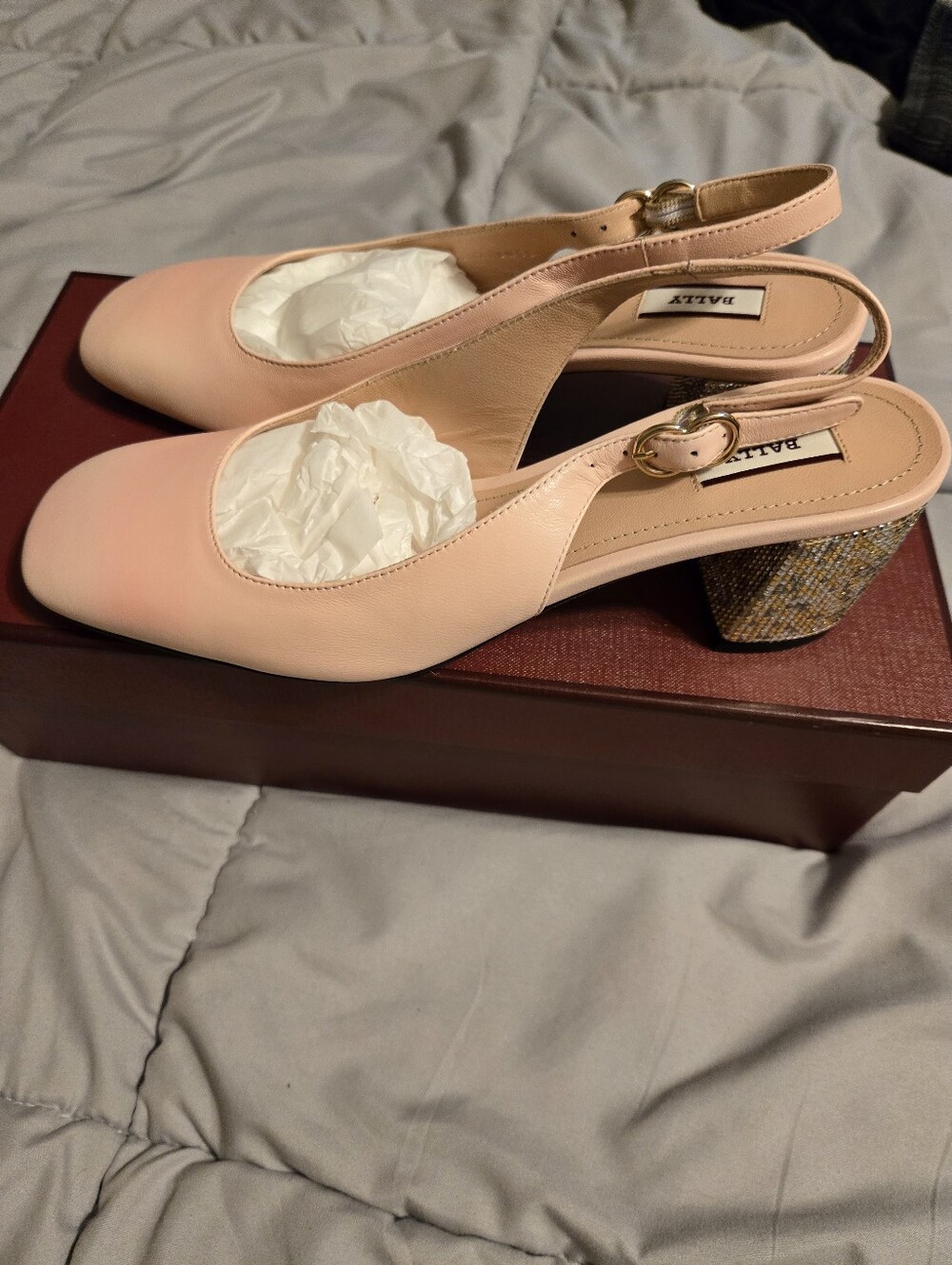 Bally Blush Pink Slingback Block Heel Pumps